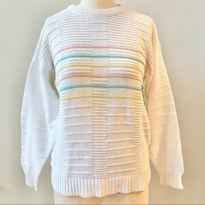 Lady DiFini Knitwear Cotton Vintage 80's Sweater Cream and Pastel Medium